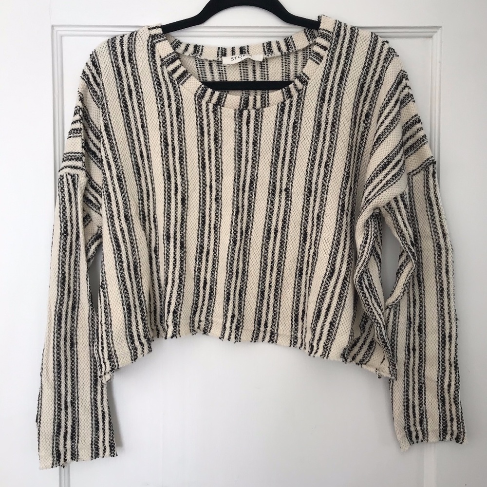 Boho Cropped Striped Sweater